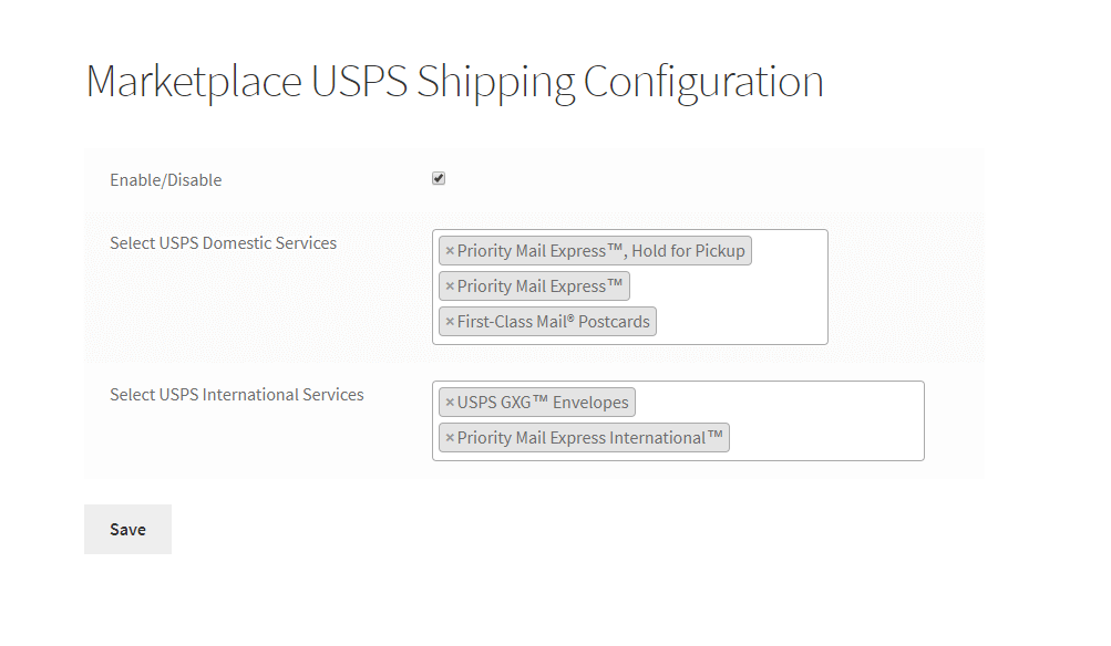 shipping option