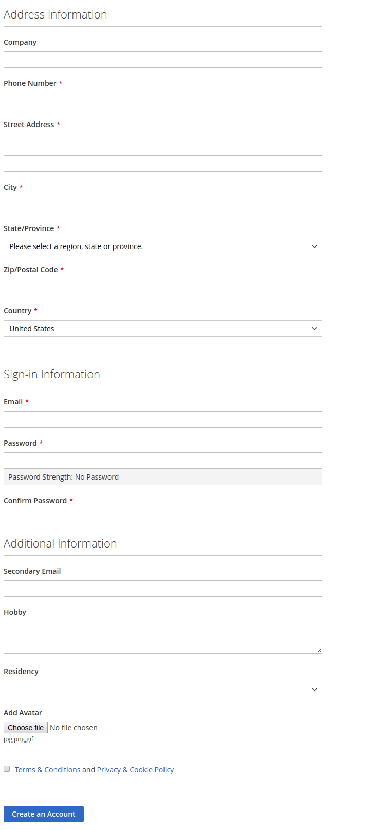 Custom registration page