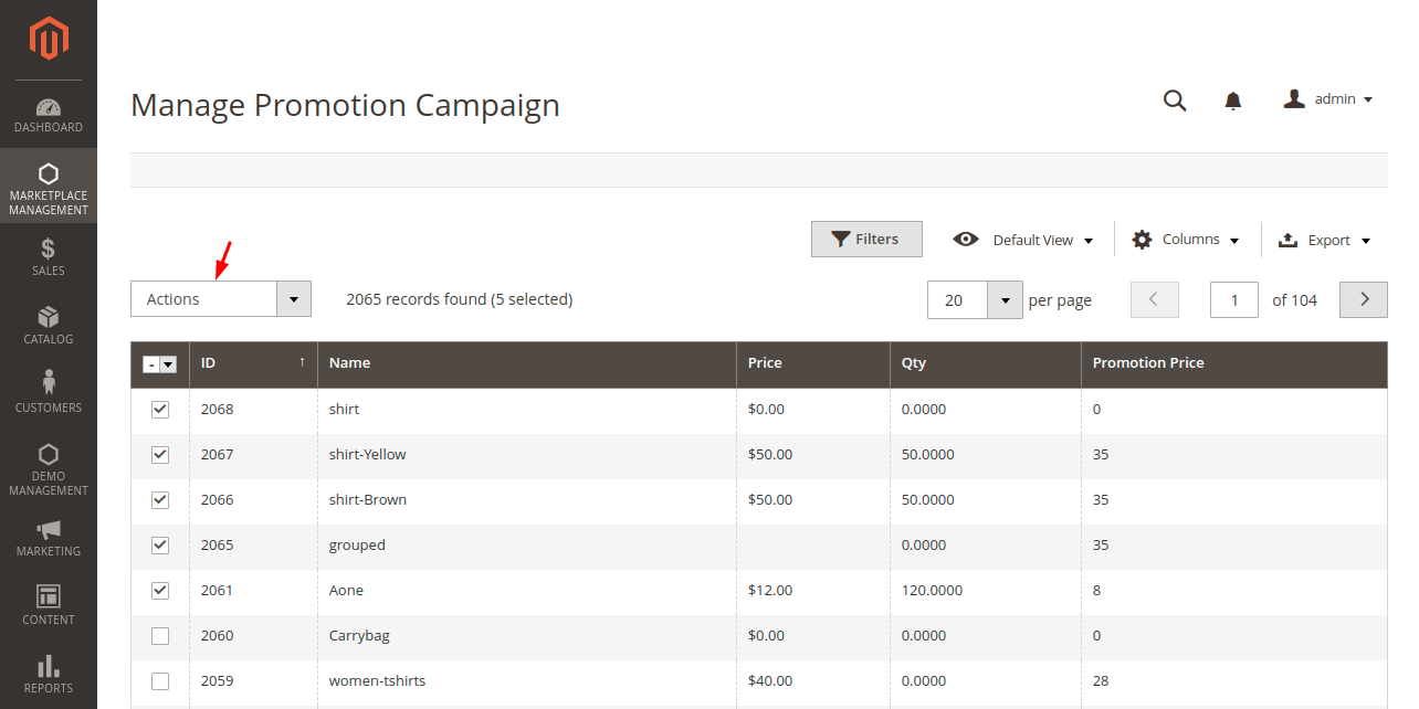add admin products under the campaign