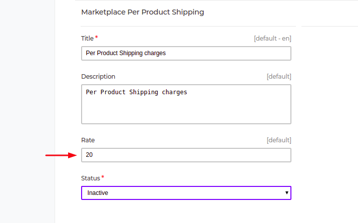 default shipping rate 