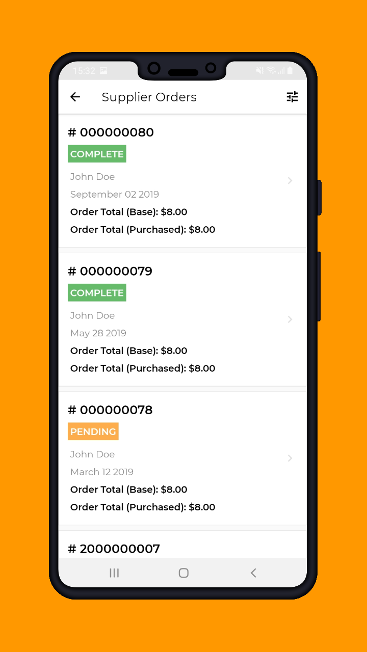 Magento 2 B2B Vendor Mobile App order details