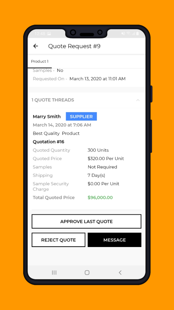 Magento 2 B2B Vendor Mobile App quote request
